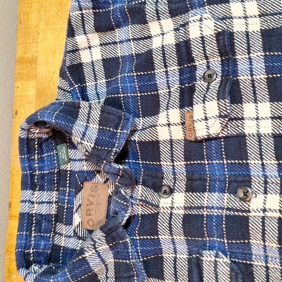 Orvis Other - Vintage Orvis Blue White Plaid Shacket‎ Shirt Thick Flannel Large Fishing Jacket